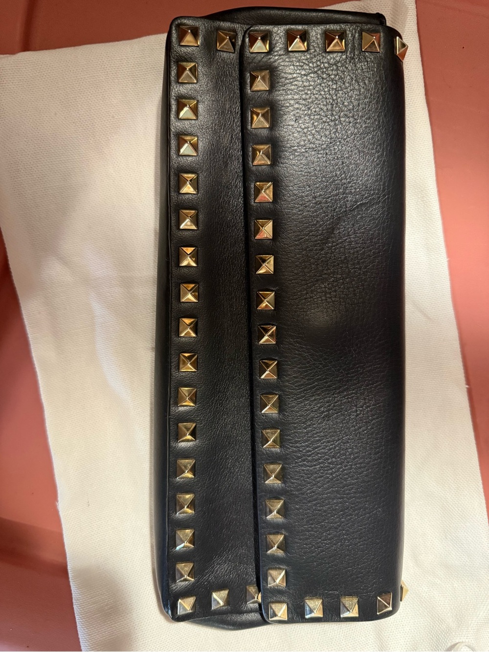 Valentino Garavani Dark Gray Clutch with Gold Studs - Picture 8 of 9